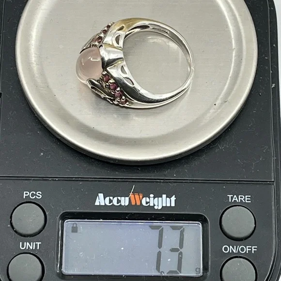 Vintage Sterling Silver Moonstone & Purple Gemstone Ring - Size 7 - Picture 17 of 17